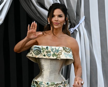 Lauren Sánchez wearing Schiaparelli in Venice for her three-day wedding to Jeff Bezos.