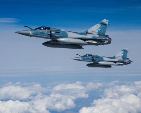 Two Mirage 2000-5F fighter jets.