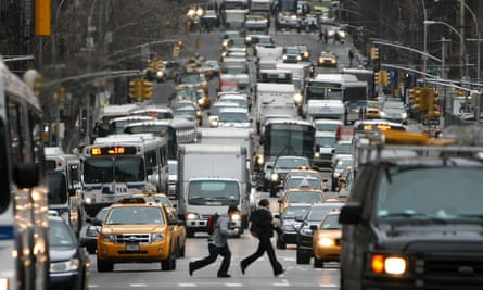 A traffic jam on Second Avenue, midtown Manhattan. In two weeks in late November 2013 four New Yorkers were killed by drivers on sidewalks.