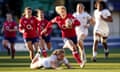 Abby Dow scores her first try in England's one-sided win