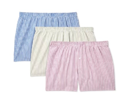 John Lewis Organic Cotton Stripe boxer Shorts, Pack of 3, Pink/Grey/Blue