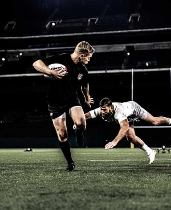 Will Hooley of San Diego ‘beats’ Cam Dolan of NOLA in a shot from MLR’s ‘Rise of Rugby’ video.