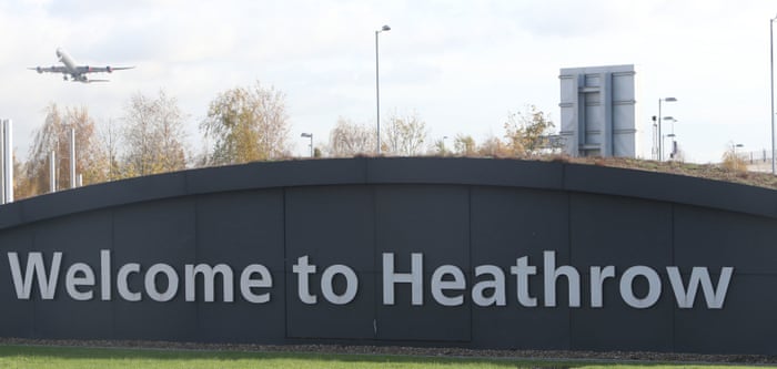 A plane taking off from Heathrow Airport.