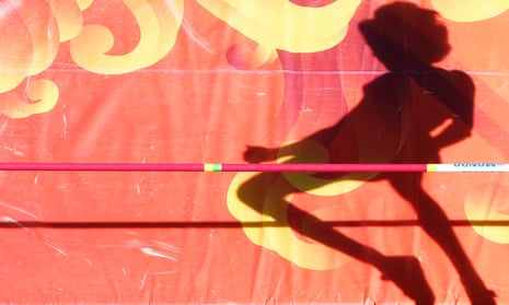 A picture of a high jumper's shadow