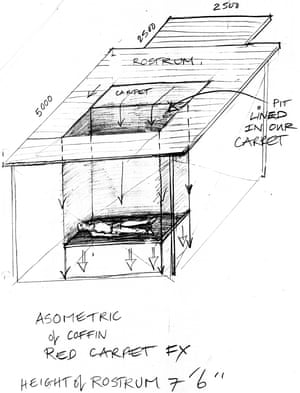 Production design sketch of Renton sinking into the ground