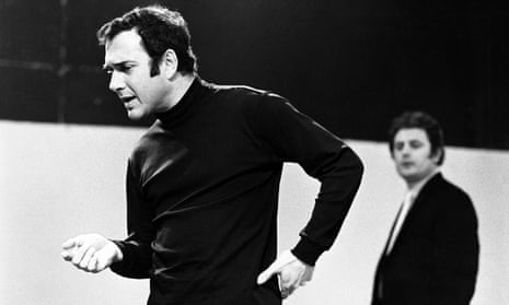 Harold Pinter rehearsing the role of Lenny in The Homecoming at the Watford Palace theatre in 1969.