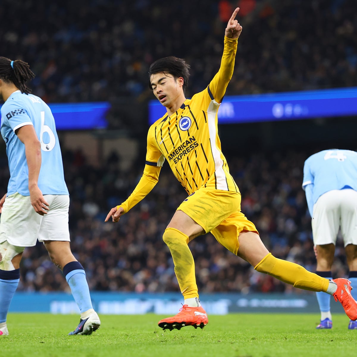 Brighton's Kaoru Mitoma punishes Manchester City as title bid falters again | Premier League | The Guardian