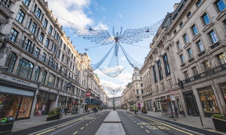 London’s Regent Street was almost empty on Sunday as the capital and the south-east entered tier 4