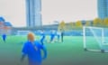 A still from the ad shows people playing football at the Westway sports centre – with the Grenfell Tower not visible.