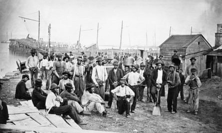 Former slaves working as labourers for the Union war effort at White House Landing, Virginia, 1863