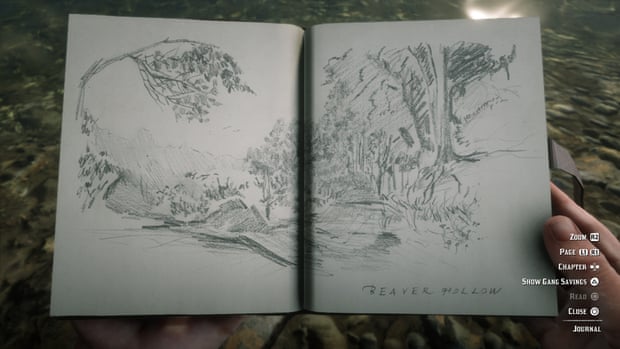 A sketch from Arthur Morgan’s notebook in Red Dead Redemption 2