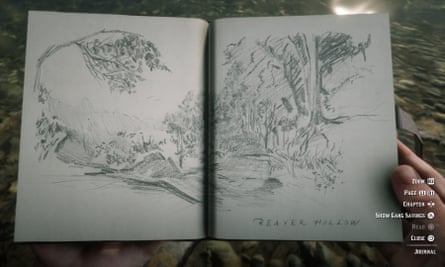 A sketch from Arthur Morgan's notebook in Red Dead Redemption 2.