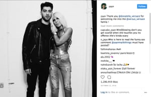 Zayn Malik with Donatella Versace on Instagram