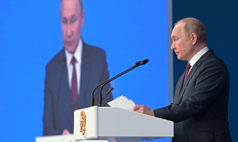 Vladimir Putin delivers a speech in Moscow, Russia on 12 January 2022. 