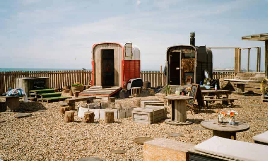 Sauna life photography feature by George Collie to be performed on Saturday, June 18, 2022.Beach Box Spa-Banjo Groyne in Brighton