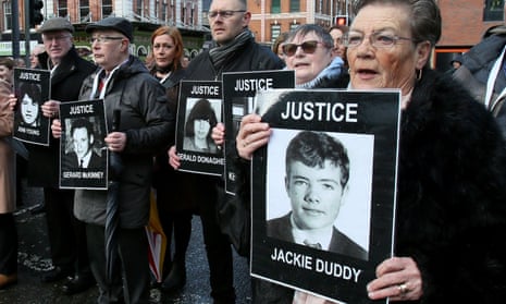 Relatives and supporters of the victims of the 1972 Bloody Sunday killings on the way to court in Derry this year.