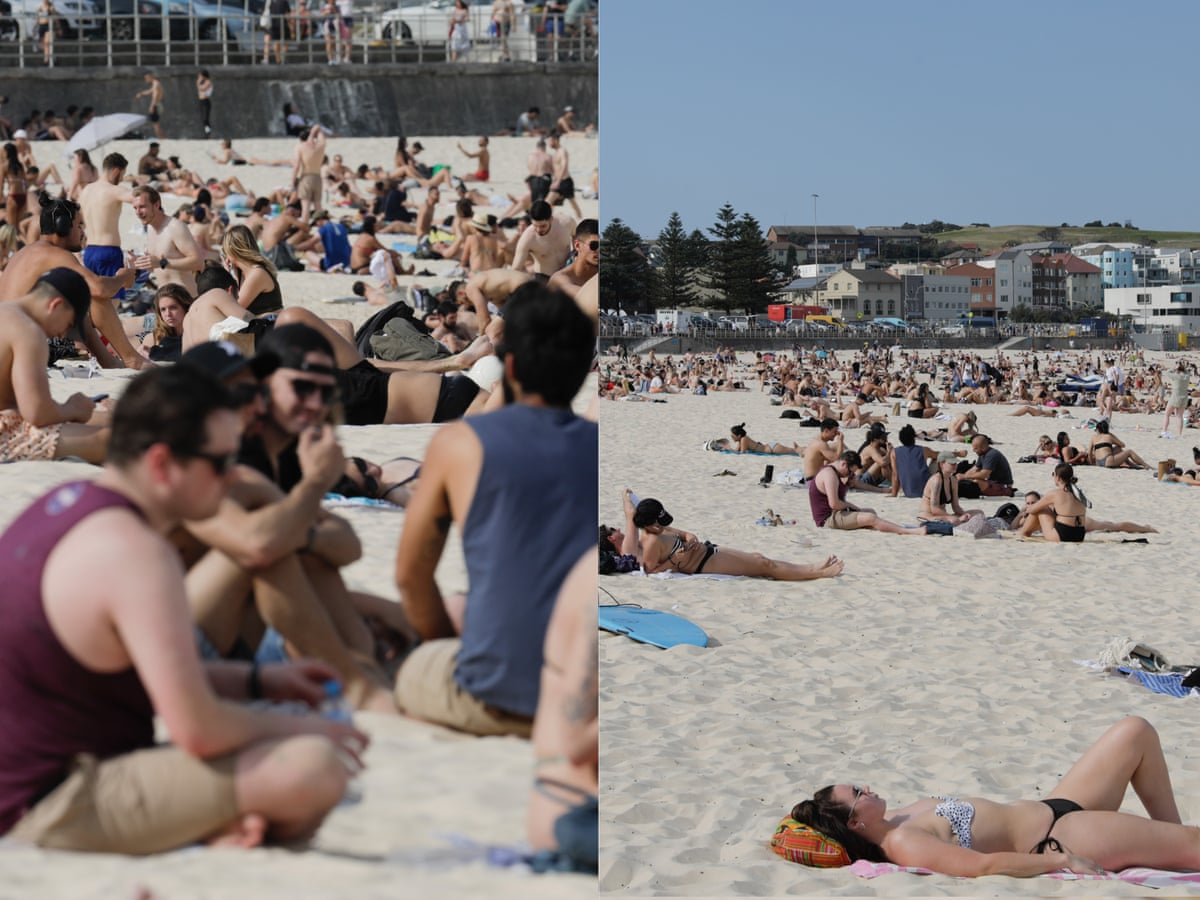 Crowded Bondi Beach Scene