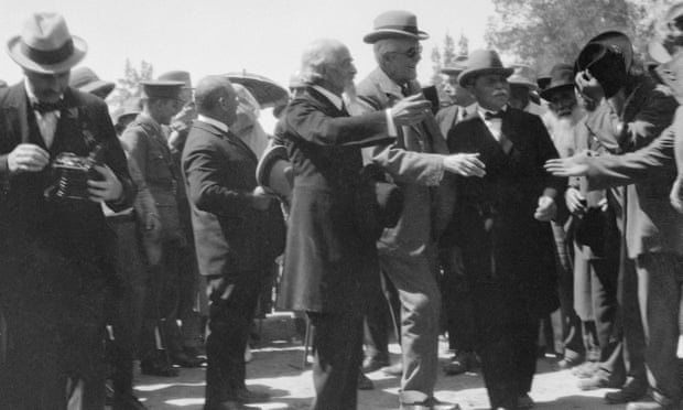 Arthur Balfour visits the Jewish settlement of Rishon LeZion in 1917.