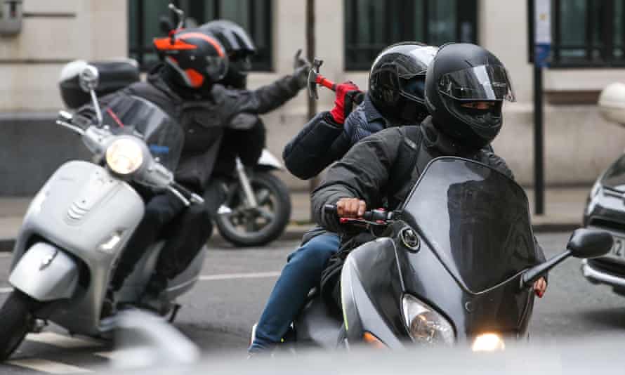 A scooter gang armed with hammers spotted near BBC studios in London in May.