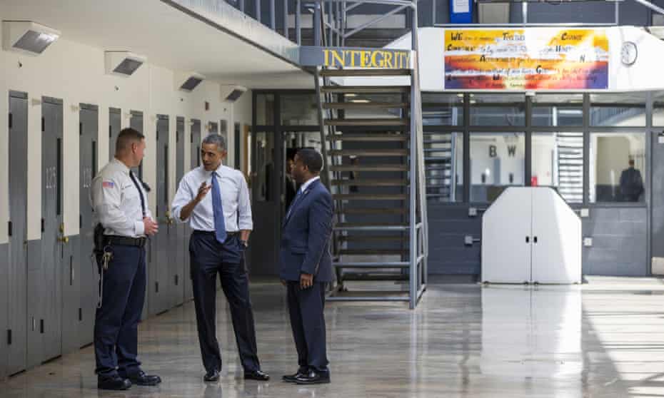 President Barack Obama speaks during a tour of the Federal Correctional Institution in El Reno
