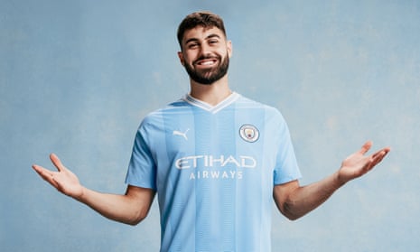 Josko Gvardiol is unveiled as a Manchester City player.