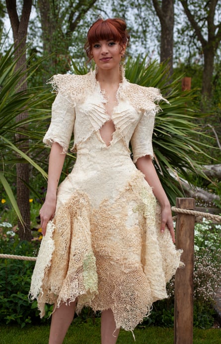 Eco-designer shows off biodegradable wedding dress at Chelsea flower show, Chelsea flower show