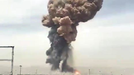 Footage shows moment of massive explosion at Iranian port – video | Iran | The Guardian