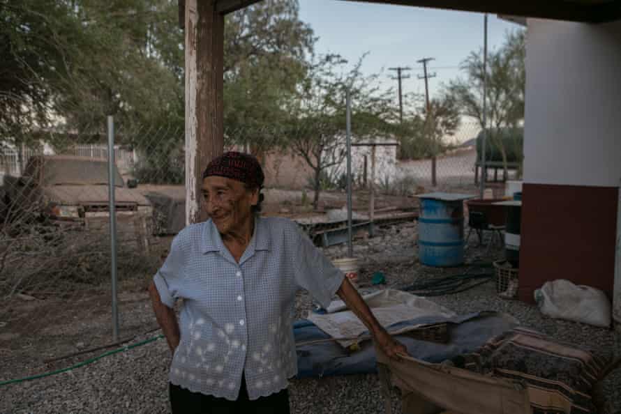 Inocencia Gonzalez, 82, outside of her home. ‘Everything has changed, the youngsters can’t swim in the river and we’ve no choice but to fish in polluted water.’