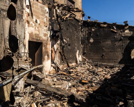 The scorched remains of a house in the town of Ille sur Tet on Monday.