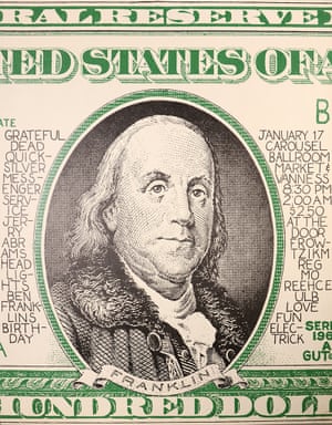 Gut, Ben Franklin’s Birthday, 1968‘Allen “Gut” Turk was a member of Ken Kesey’s Merry Pranksters, an early manager of Blue Cheer, an art director for Jefferson Airplane, and a well-known Hells Angel. The artistic respect he earned in Haight-Ashbury during the late 60s was no doubt enhanced by his tremendous talent and his fearsome credentials’
