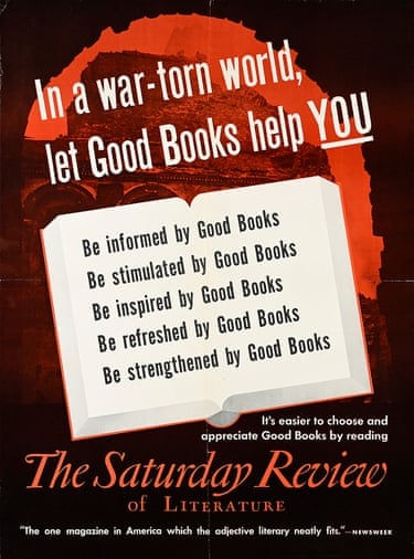 A red-and-black poster by the Saturday Review of Literature