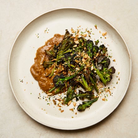 Yotam Ottolenghi’s purple sprouting broccoli with mushroom ketchup.