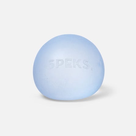 A blue Speks Memory Gel Stress Ball