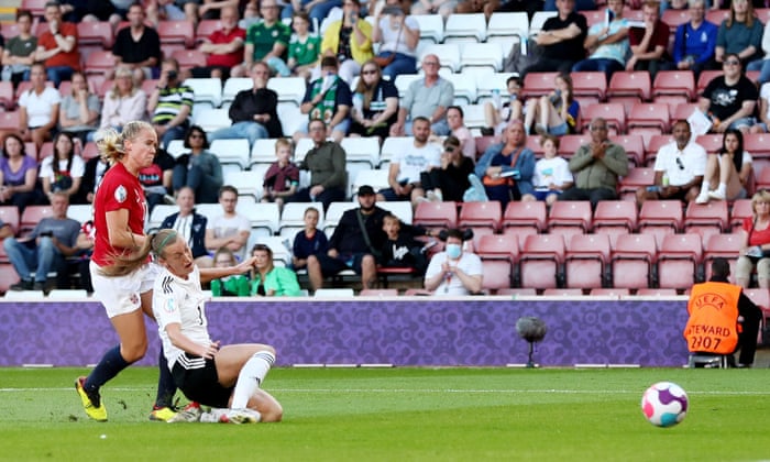 Julie Blakstad of Norway scores the opening goal.