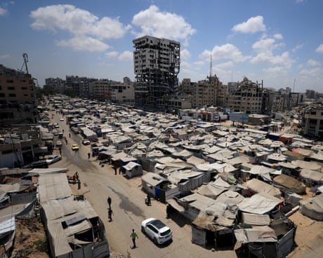 General view of a tent camp in Gaza City