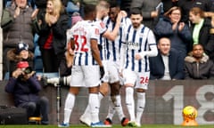 West Bromwich Albion's Daryl Dike (second right) celebrates scoring their side's third goal of the game