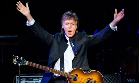 Paul McCartney In Concert - Detroit, MI<br>POP DETROIT, MI - OCTOBER 01: Sir Paul McCartney performs during his One on One Tour at Little Caesars Arena on October 1, 2017 in Detroit, Michigan. (Photo by Scott Legato/Getty Images)