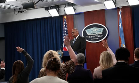 U.S. Defense Secretary Lloyd Austin takes questions after giving a press briefing at the Pentagon in Washington, U.S., October 27, 2022.