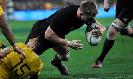 Sam Cane bundles over for a try