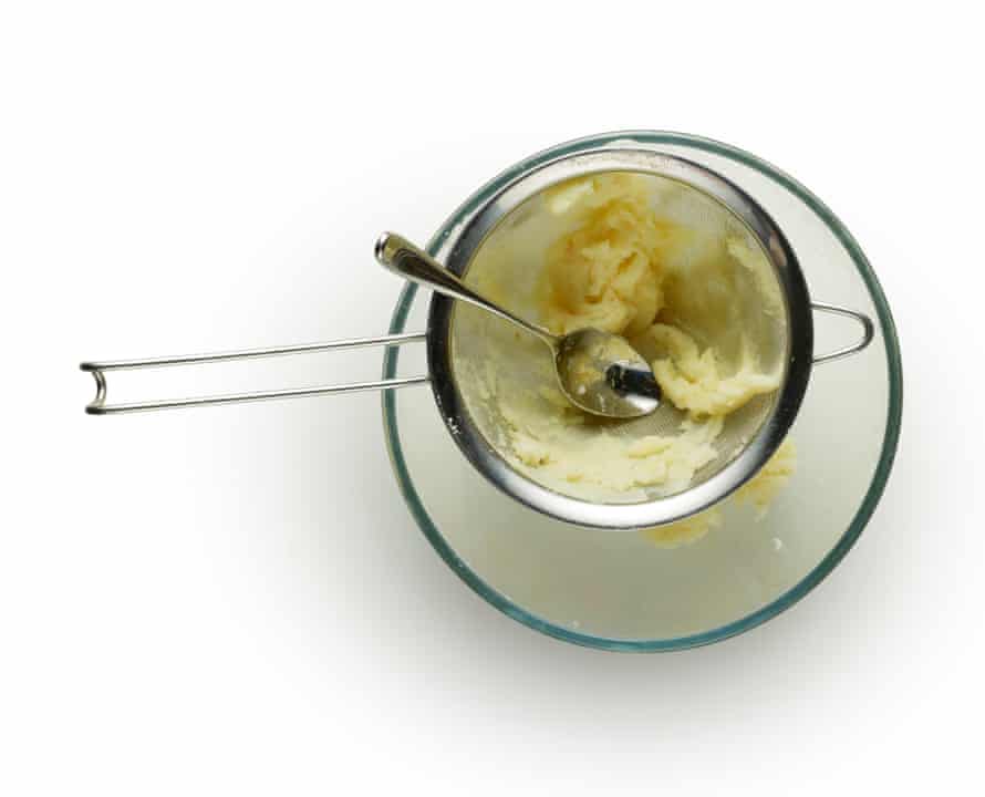 Felicity Cloake’s gnocchi masterclass, step 3. Pass the potato flesh through a ricer or fine sieve directly on to a bed of seasoned flour, then combine