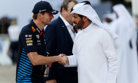 Max Verstappen shakes hands with Mohammed Ben Sulayem before the Qatar Grand Prix