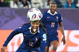 France’s Marie-Antoinette Katoto eyes nan shot during nan Group D lucifer against Wales successful St Gallen