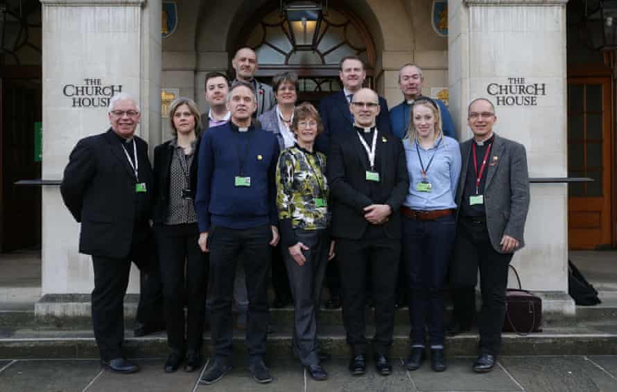 The Rev Andrew Foreshew-Cain (front, third from right) with fellow openly gay members of the General Synod in 2017