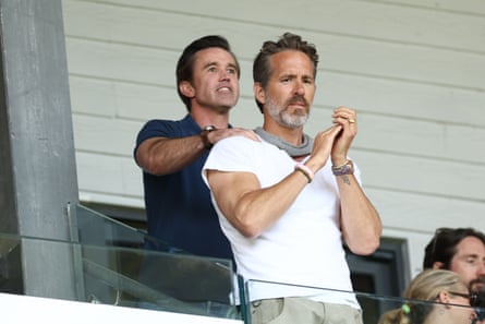Ryan Reynolds and Rob Mac watch Wrexham draw 1-1 with Watford.