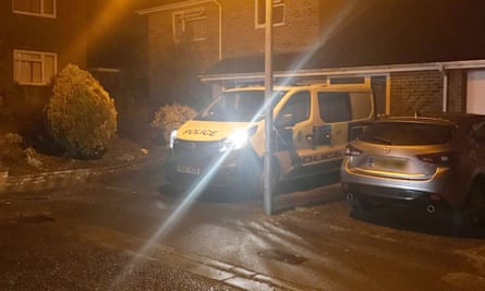 A police van outside of the house of former Russian spy Sergei Skripal.