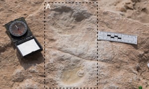 Human footprint in stone