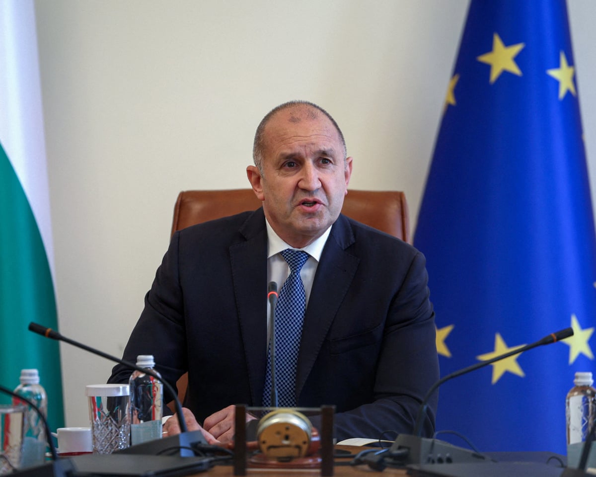 Bulgarian prime minister Rumen Radev addresses the media following an incident in Bulgaria's Black Sea economic zone last week.