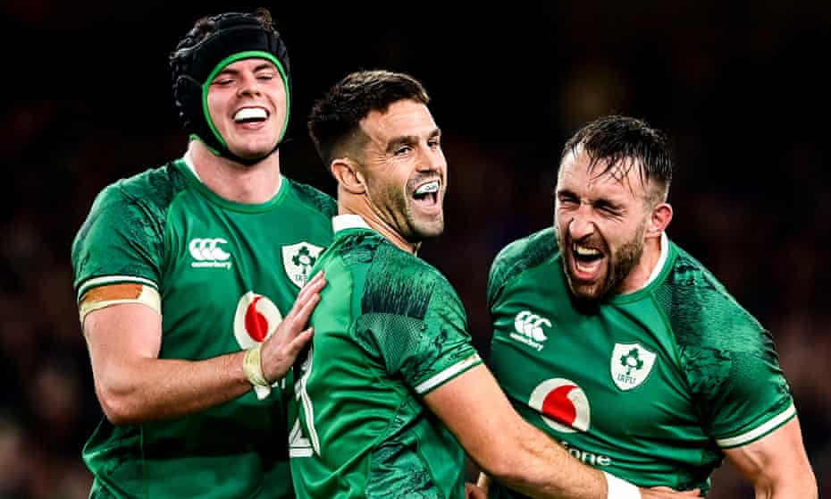Ireland celebrate beating New Zealand at the Aviva Stadium