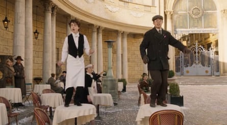 Phil Wong and Timothée Chalamet in the film Wonka.