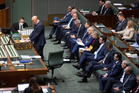 The Liberal frontbench during question time